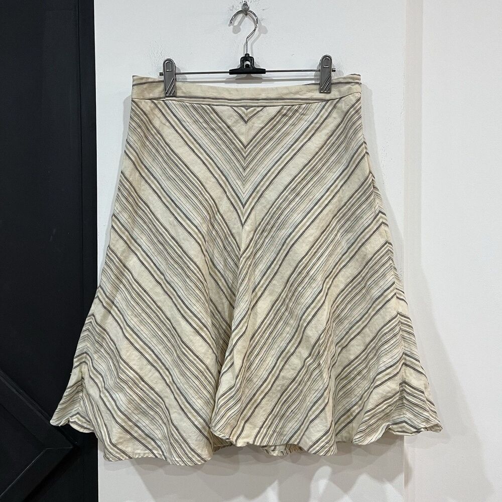 Banana Republic A Line 100% Linen Striped Skirt Size 8 Boho Summer
